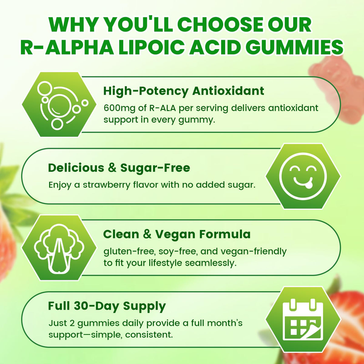 Mchokuu Gélules Acide Alpha-Lipoïque 600 mg avec fruits frais