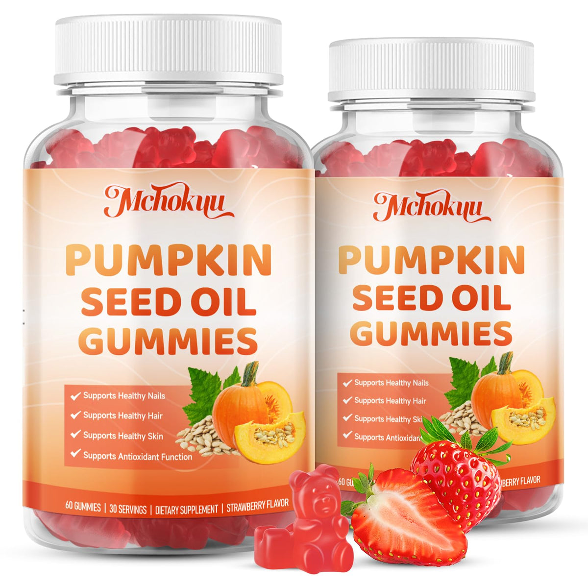 Mchokuu gummies avec une vue rapprochée des gummies