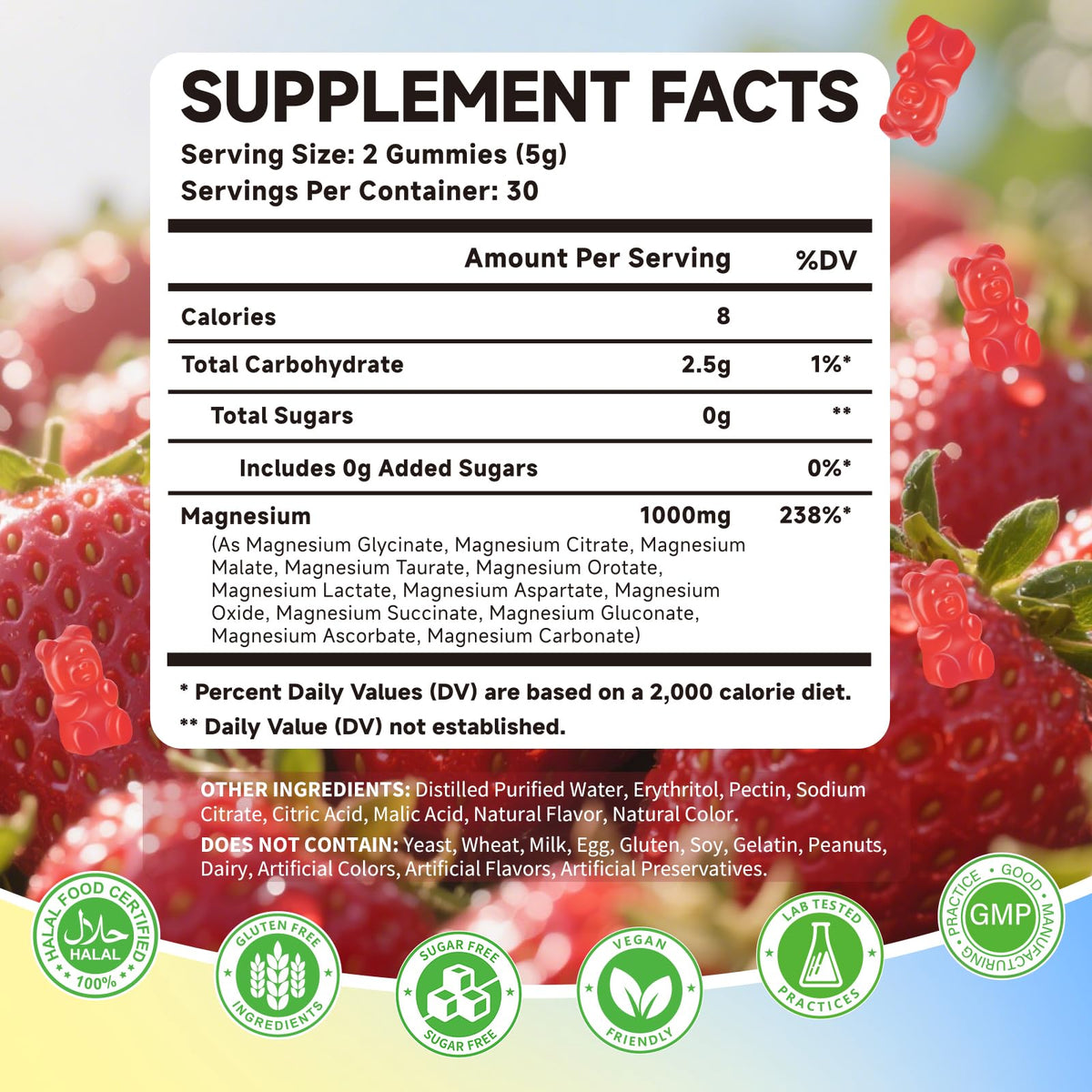 Mchokuu Gummies Complexe de Magnésium 1000mg gummies à l'intérieur