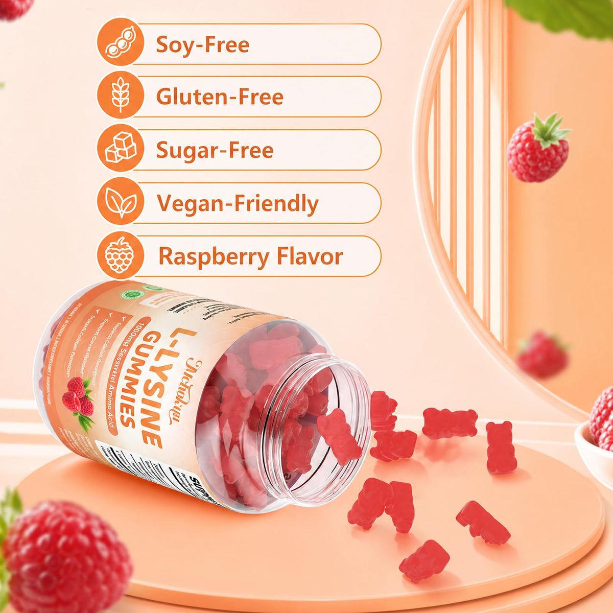 Mchokuu Gummies L-Lysine 1000mg gummies dans un bol