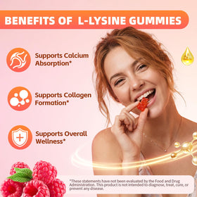 Mchokuu Gummies L-Lysine 1000mg prise de gummies dans une main