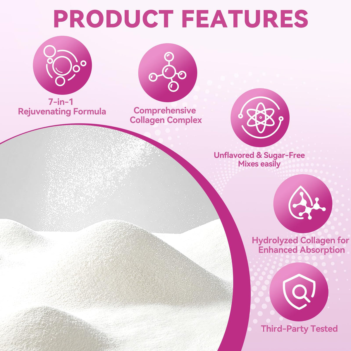 Mclovefy Poudre de Collagène Multi Peptides 508g sur une table avec des ingrédients