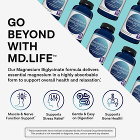 MD.LIFE Bisglycinate de Magnésium 300 mg capsules, vue de côté