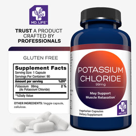 MD.LIFE Chlorure de Potassium 90 Capsules avec des fruits