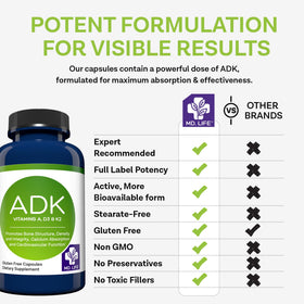 MD.LIFE Complément Alimentaire ADK 60 Capsules Vegan avec étiquette