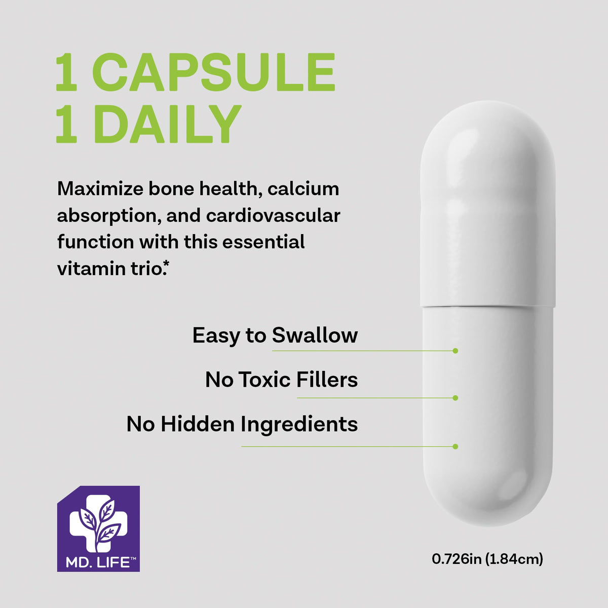 MD.LIFE Complément Alimentaire ADK 60 Capsules Vegan côté
