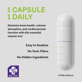 MD.LIFE Complément Alimentaire ADK 60 Capsules Vegan côté