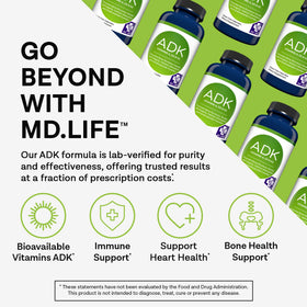 MD.LIFE Complément Alimentaire ADK 60 Capsules Vegan emballage