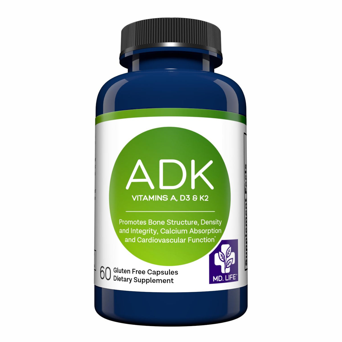 MD.LIFE Complément Alimentaire ADK 60 Capsules Vegan vue de face