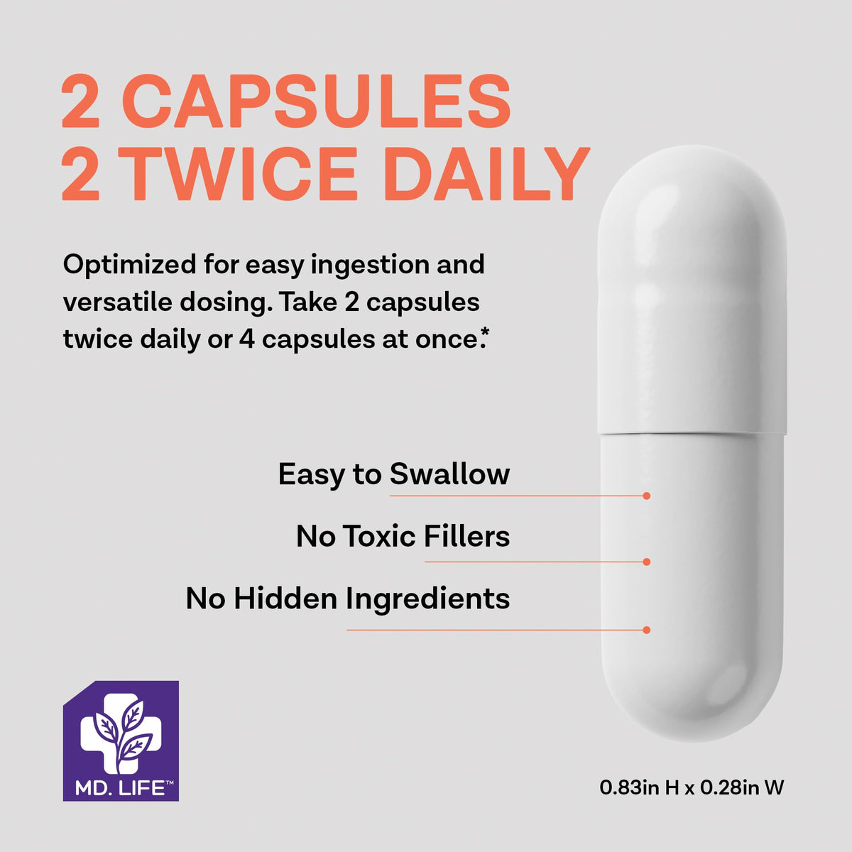 MD.LIFE complément potassium magnésium zinc calcium 120 capsules arrière