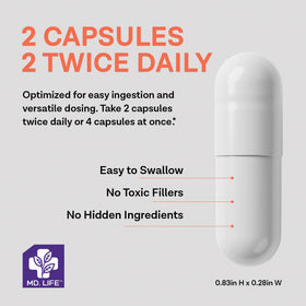 MD.LIFE complément potassium magnésium zinc calcium 120 capsules arrière