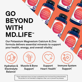 MD.LIFE complément potassium magnésium zinc calcium 120 capsules côté droit