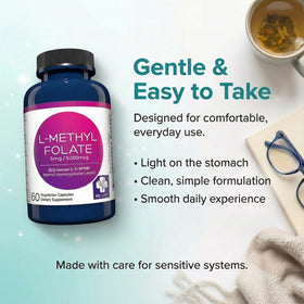MD.LIFE L-Méthylfolate 5 mg avec un verre d'eau
