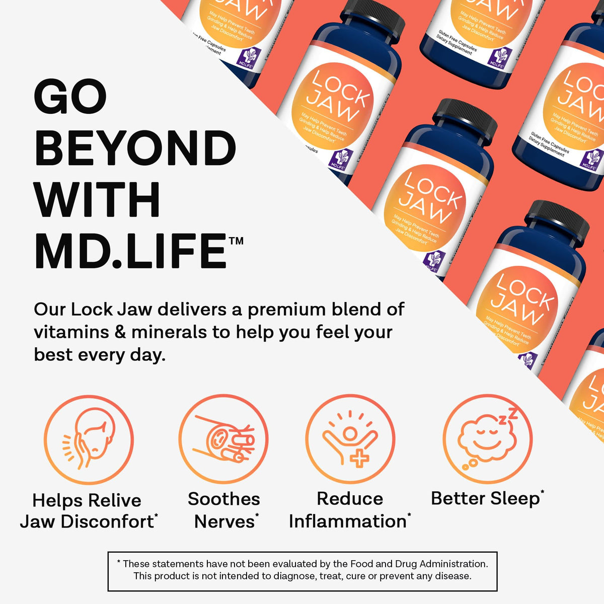 MD.LIFE Lock Jaw Assistance, étiquette détaillant les ingrédients