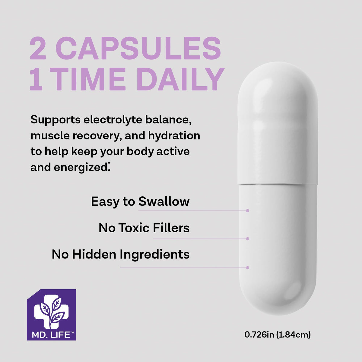 MD.LIFE Potassium Magnésium capsules ouvertes sur une table