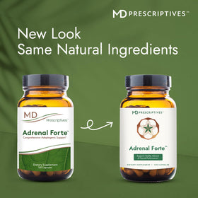 MD Prescriptives Adrenal Forte flacon ouvert avec capsules visibles