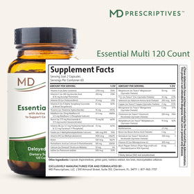 MD Prescriptives Essential Multi 120 Capsules avec étiquette des ingrédients