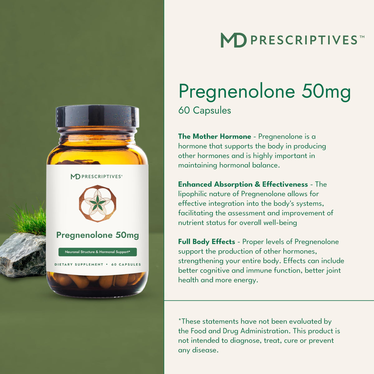 MD Prescriptives flacon de 60 capsules de prégnénolone