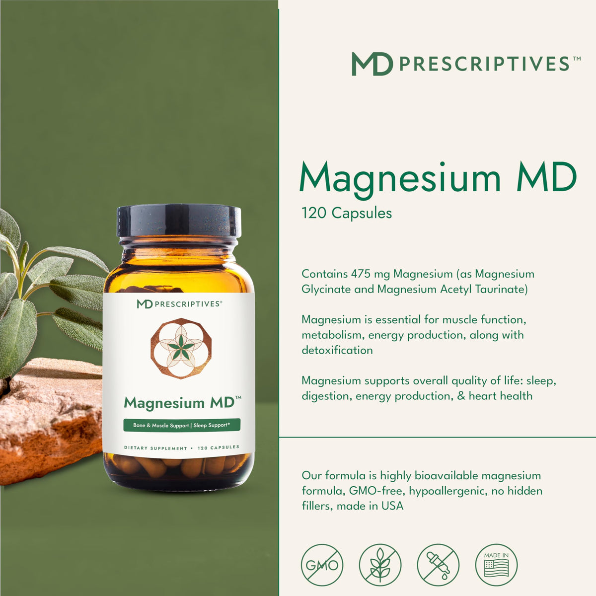 MD Prescriptives Magnésium 475 mg - capsule ouverte
