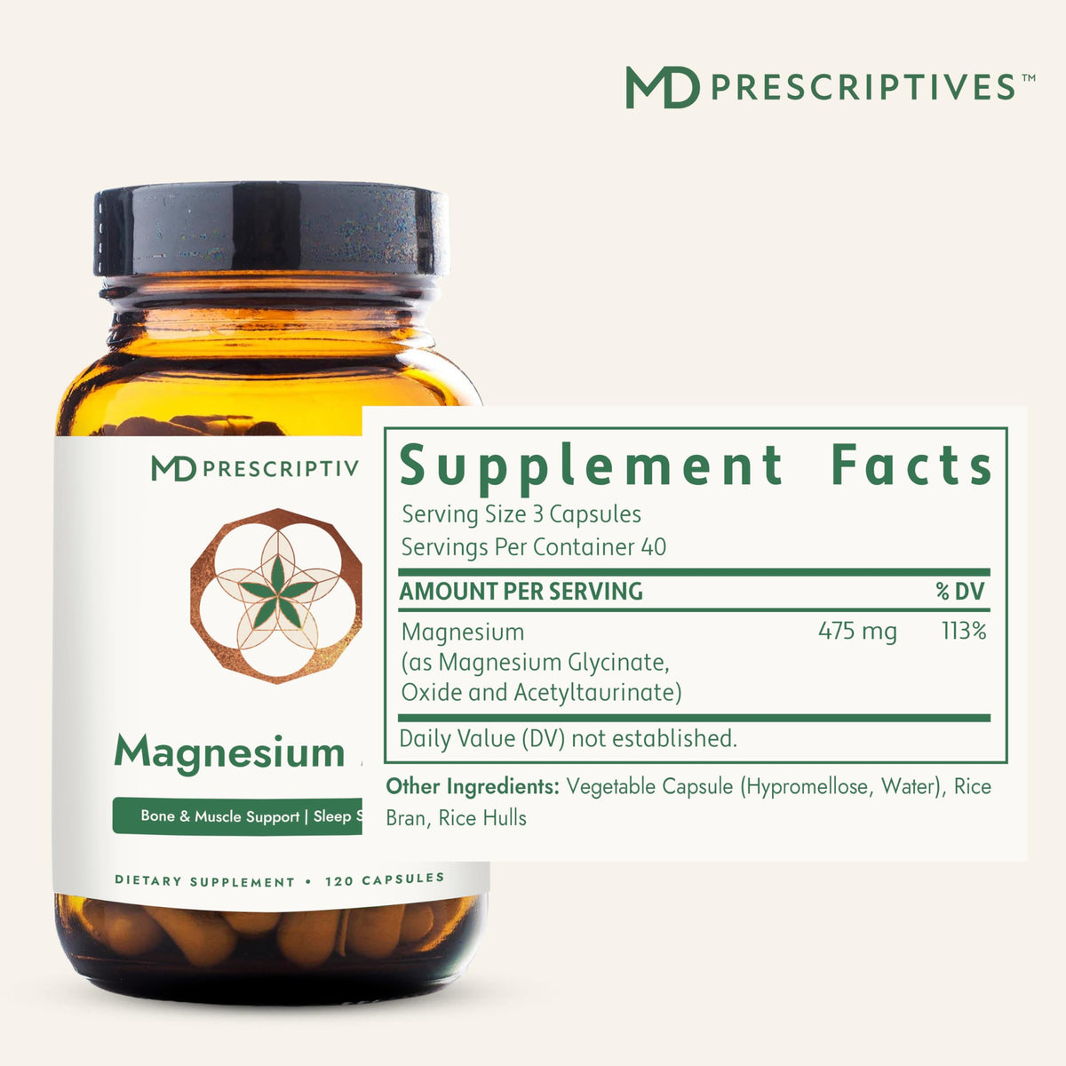 MD Prescriptives Magnésium 475 mg - emballage et capsules