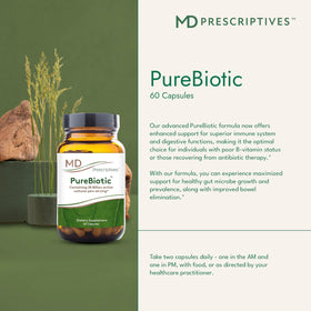 MD Prescriptives PureBiotic, dos de l'emballage avec informations nutritionnelles