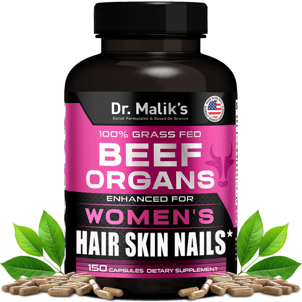 MD Supplements Complément Alimentaire aux Organes de Bœuf 150 Caps vue avant