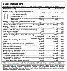 MDR Multivitamines AM/PM pour Femmes, vue arrière de l'emballage