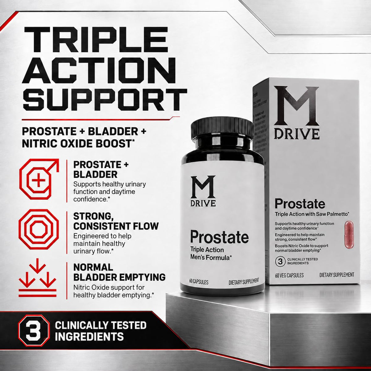 Mdrive Prostate capsules végétales, vue de côté