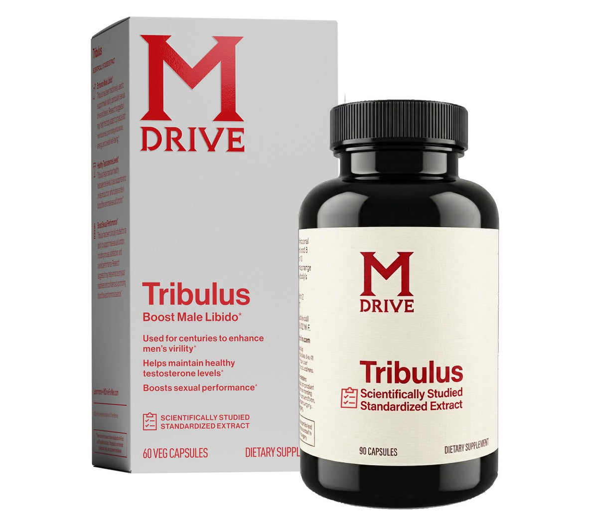 Mdrive Tribulus Terrestris 60 capsules vue de face avec étiquette
