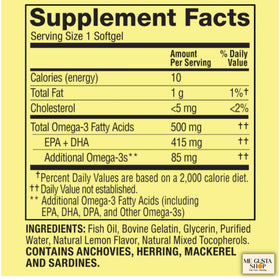 ME GUSTA SHOP Omega 3 500mg 180 gélules d'huile de poisson arrière