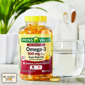 ME GUSTA SHOP Omega 3 500mg 180 gélules d'huile de poisson avec sticker me gusta
