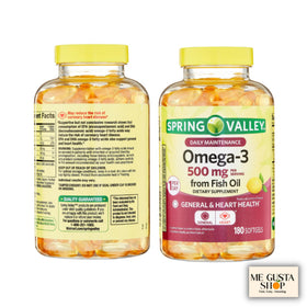 ME GUSTA SHOP Omega 3 500mg 180 gélules d'huile de poisson dans leur emballage