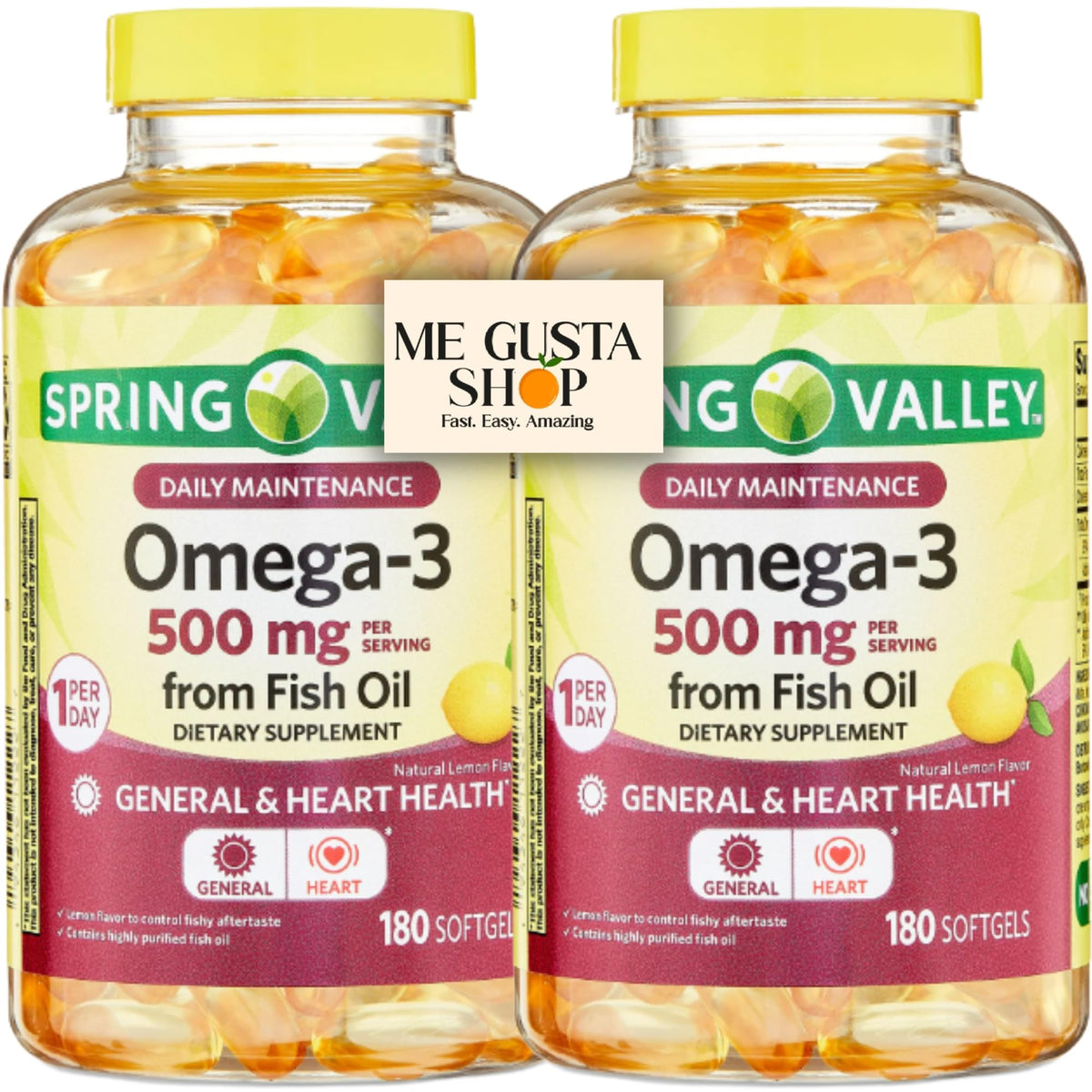 ME GUSTA SHOP Omega 3 500mg 180 gélules d'huile de poisson face