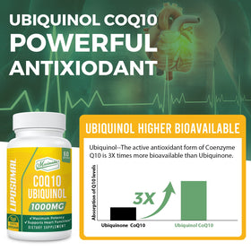 Mecinalis CoQ10 Ubiquinol 1000mg gélules avec verre d'eau