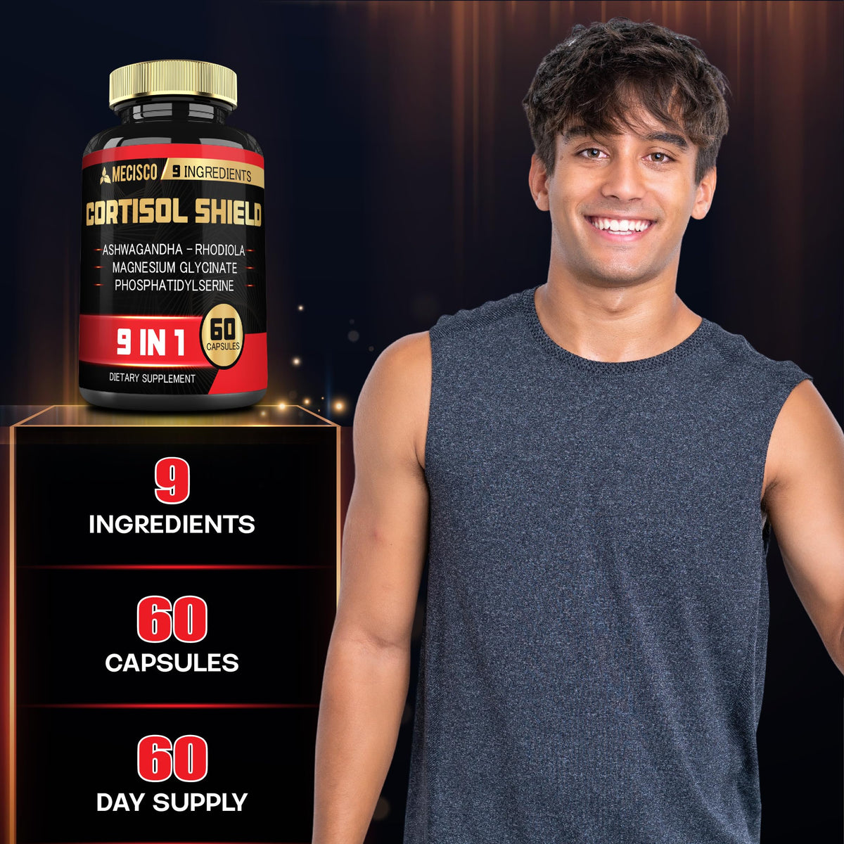 Mecisco Cortisol Shield 9in1 Ashwagandha lifestyle setting