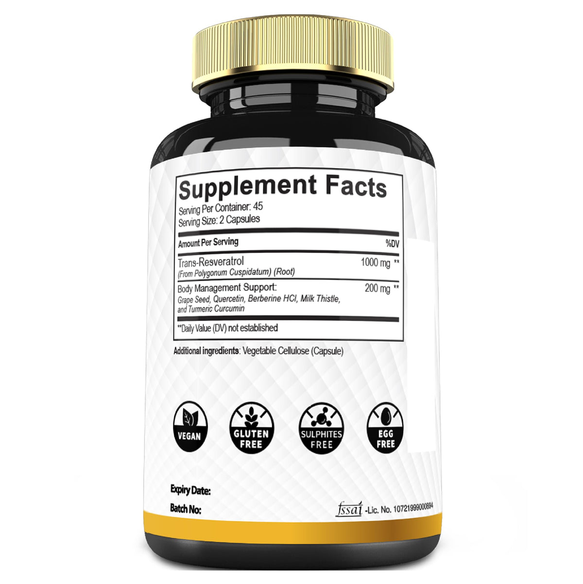 Mecisco Trans-Resvératrol 1000mg flacon et capsules