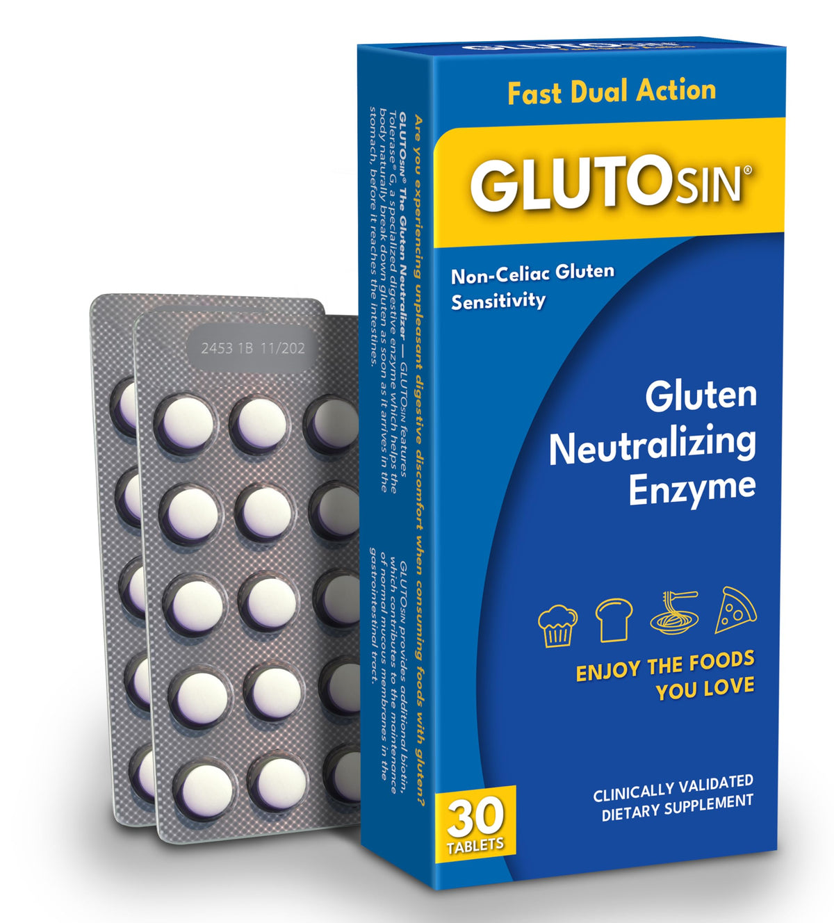 Medagel GLUTOsin Enzyme Neutralisante Gluten 30 Mini Tablettes - vue de face
