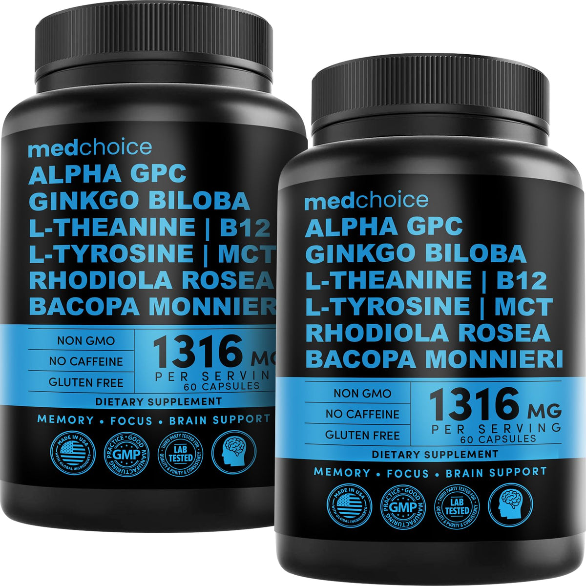 MEDCHOICE complément nootropique 12-en-1 1321mg bouteille vue avant