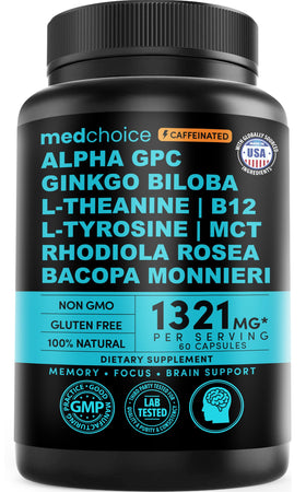 MEDCHOICE Complément Nootropique 12 en 1 avec Caféine - vue avant du produit