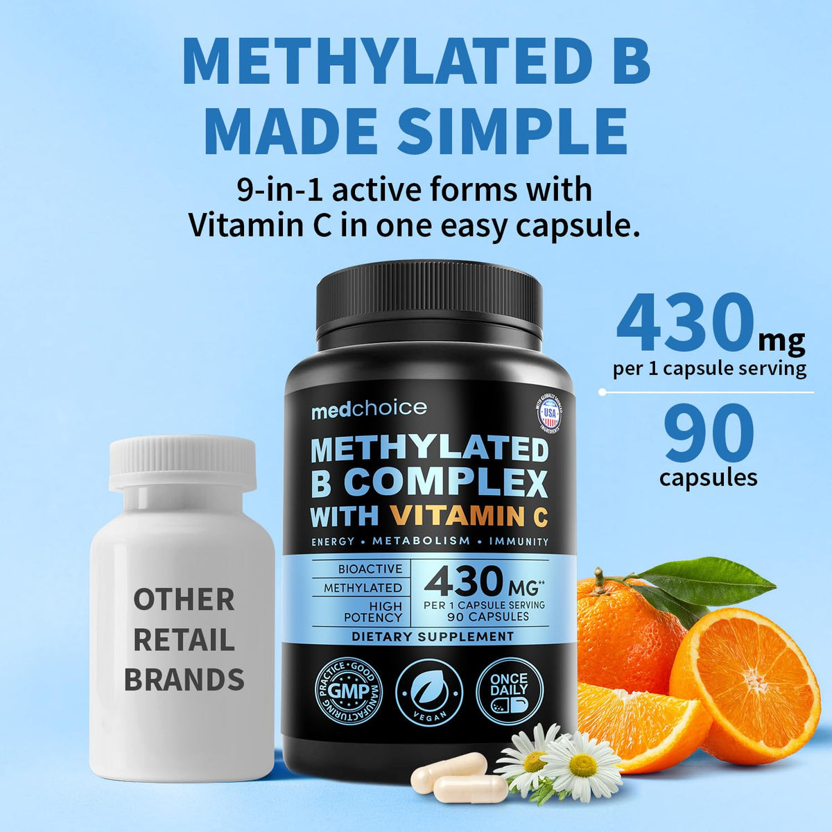 MEDCHOICE Complexe de Vitamines B 9-en-1 capsule vue de près
