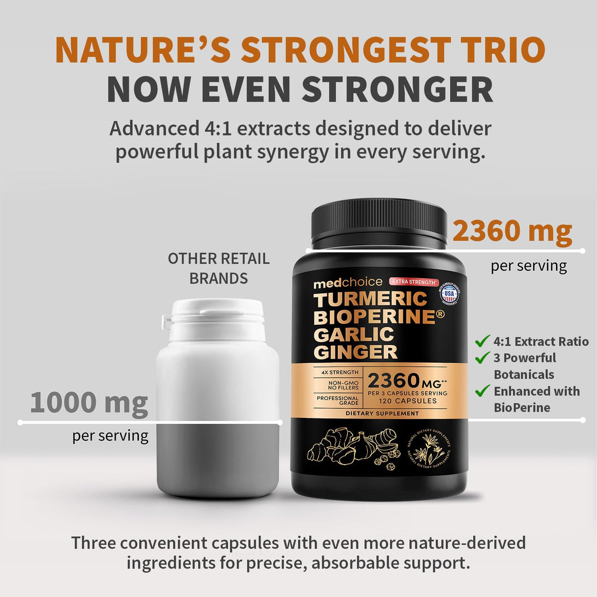 MEDCHOICE Curcuma Bio Extra Fort, étiquette et informations nutritionnelles