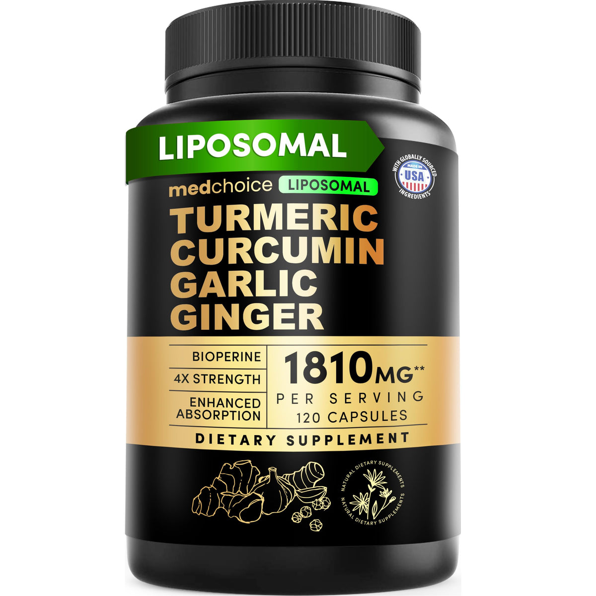 MEDCHOICE Curcuma Liposomal Bio 120 capsules vue de face