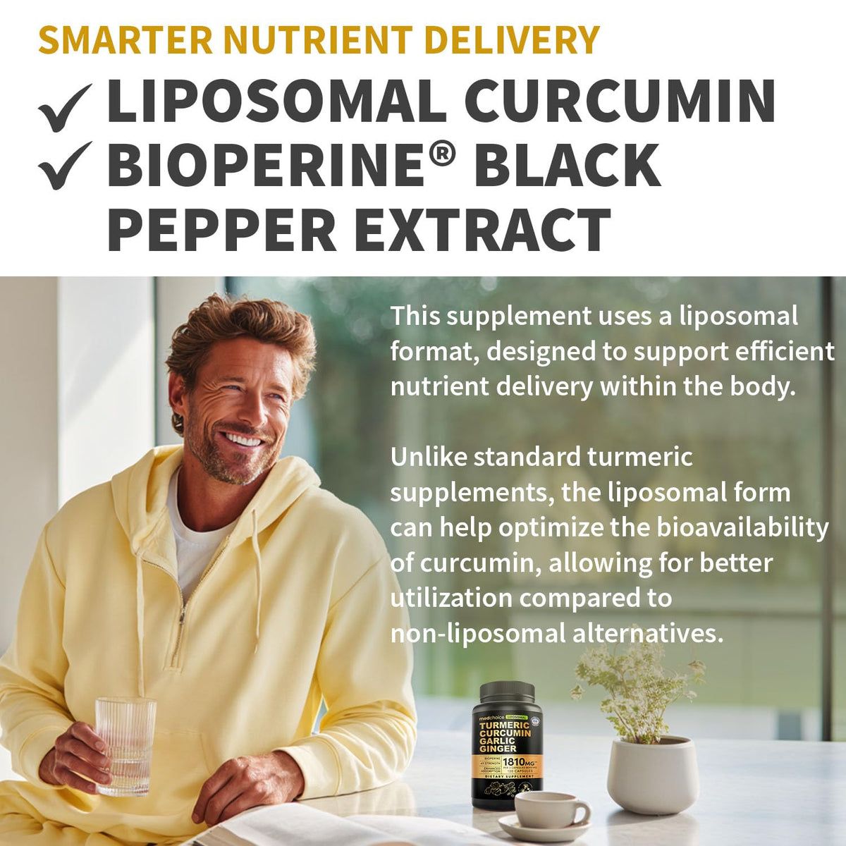 MEDCHOICE Curcuma Liposomal Bio capsules en gros plan
