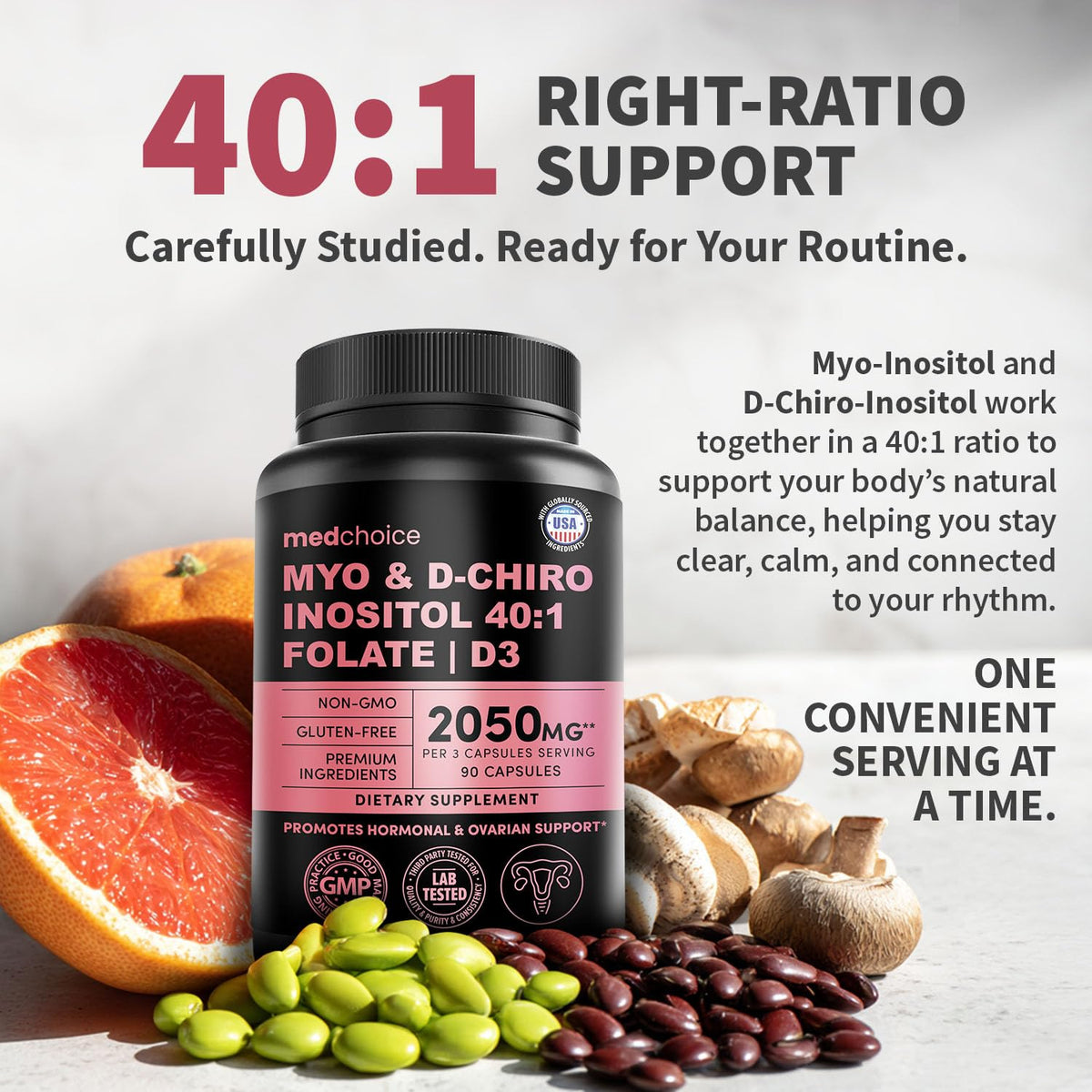 MEDCHOICE Myo-Inositol 40:1 gélules avec autres compléments