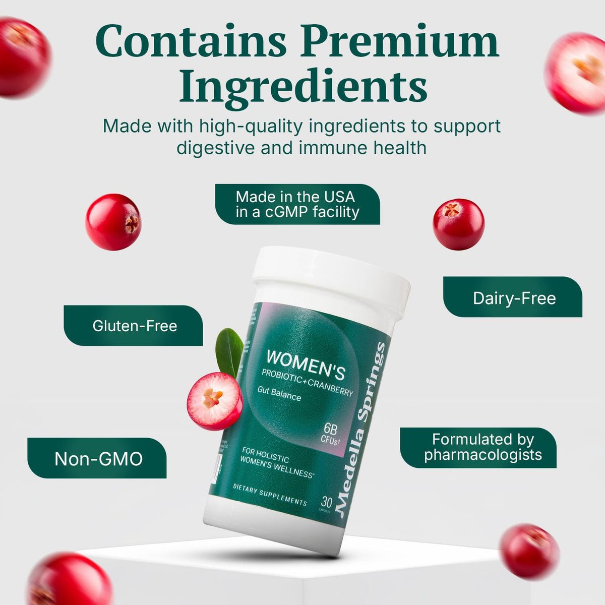 Medella Naturals Probiotiques Femmes 30 Capsules avec canneberge