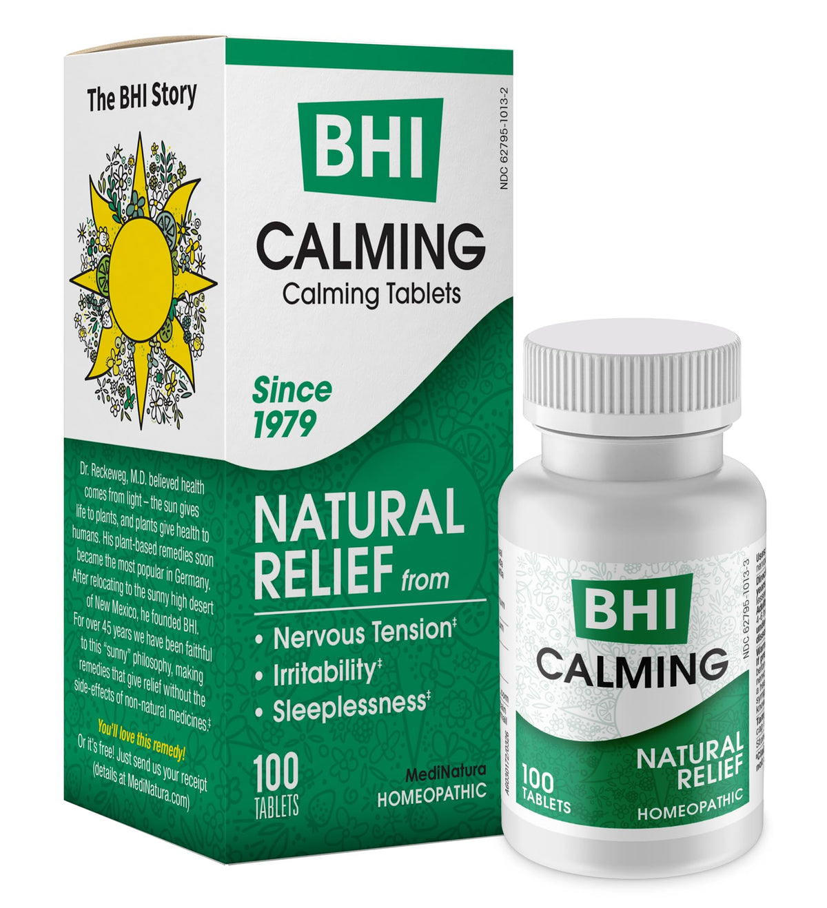 MediNatura BHI Calming Support comprimés sur fond blanc