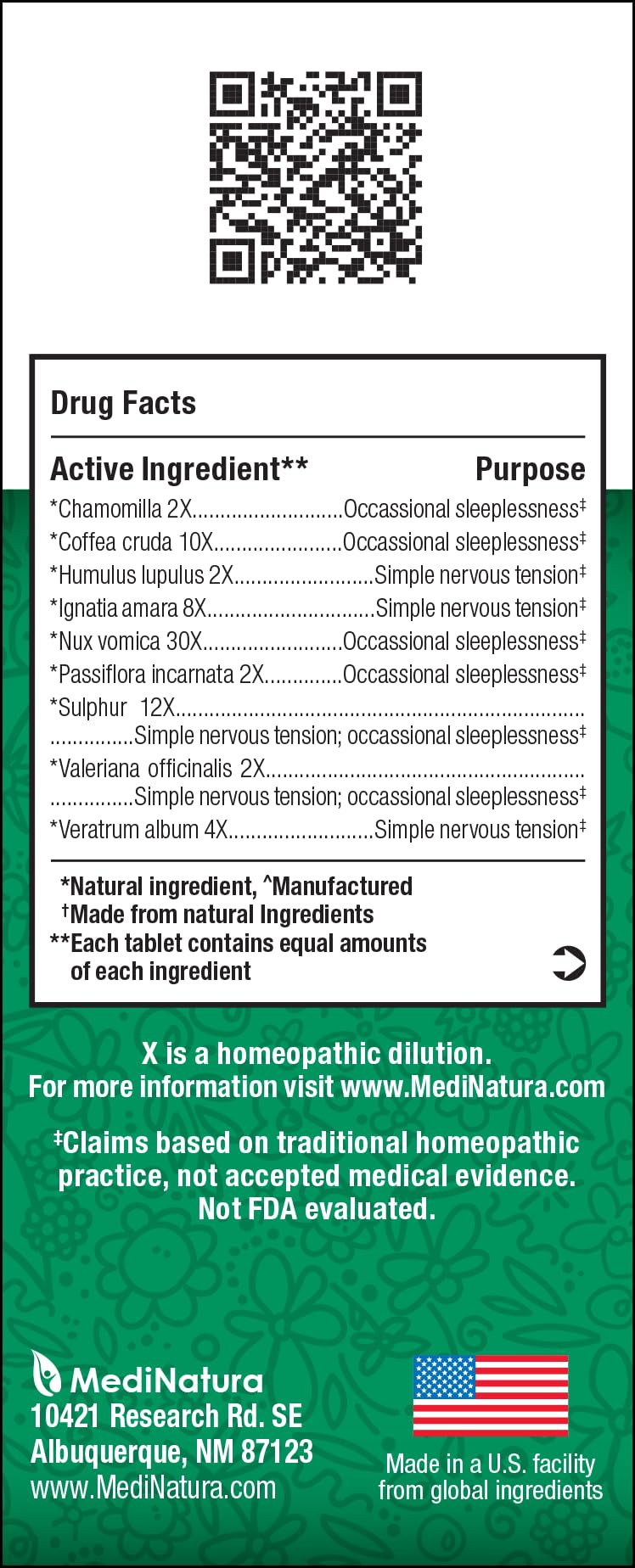 MediNatura BHI Calming Support emballage et informations