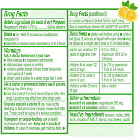 MedRite Solution de Citrate de Magnésium 349g étiquette avec saveur citron