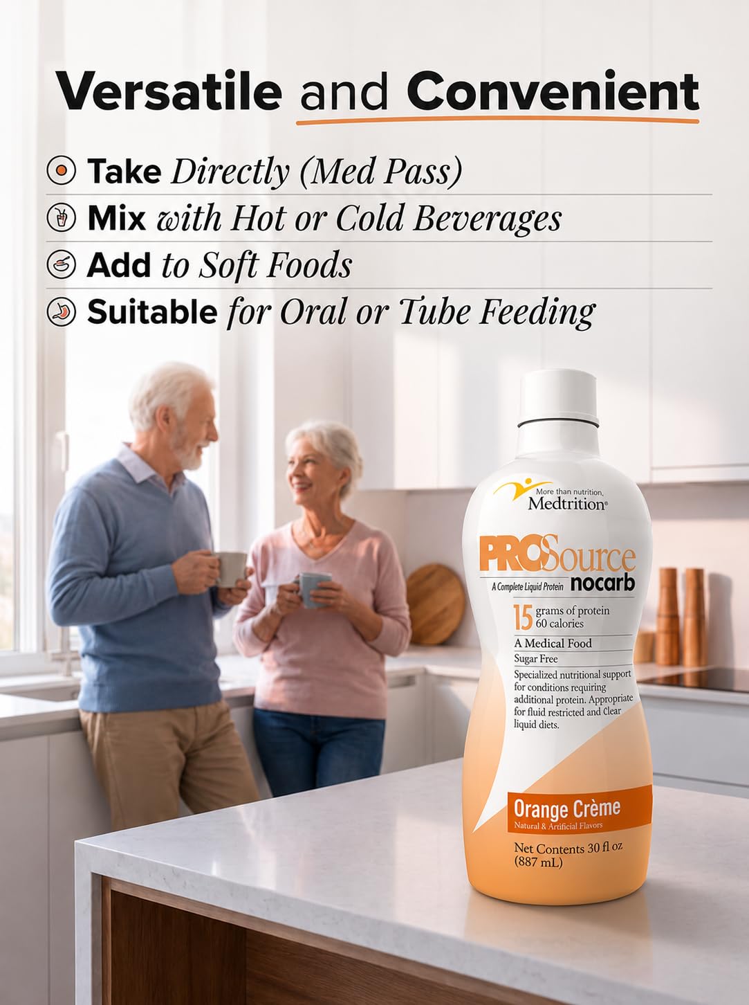 Medtrition collagène liquide Orange Crème en utilisation avec un shake