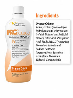 Medtrition collagène liquide Orange Crème étiquette avec informations nutritionnelles